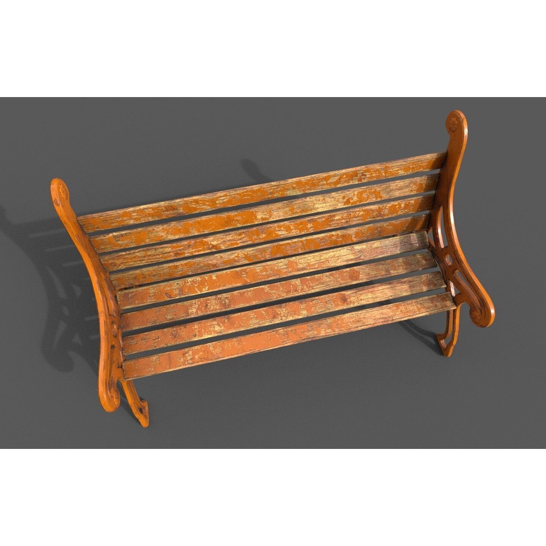 Street Bench 3D Model – Low-Poly Furniture Asset, FBX/OBJ - View 21