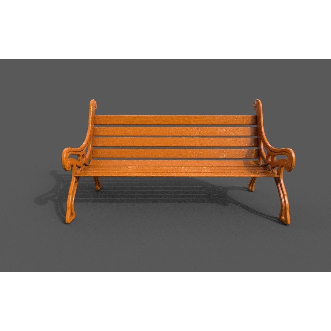 Street Bench 3D Model – Low-Poly Furniture Asset, FBX/OBJ - View 23