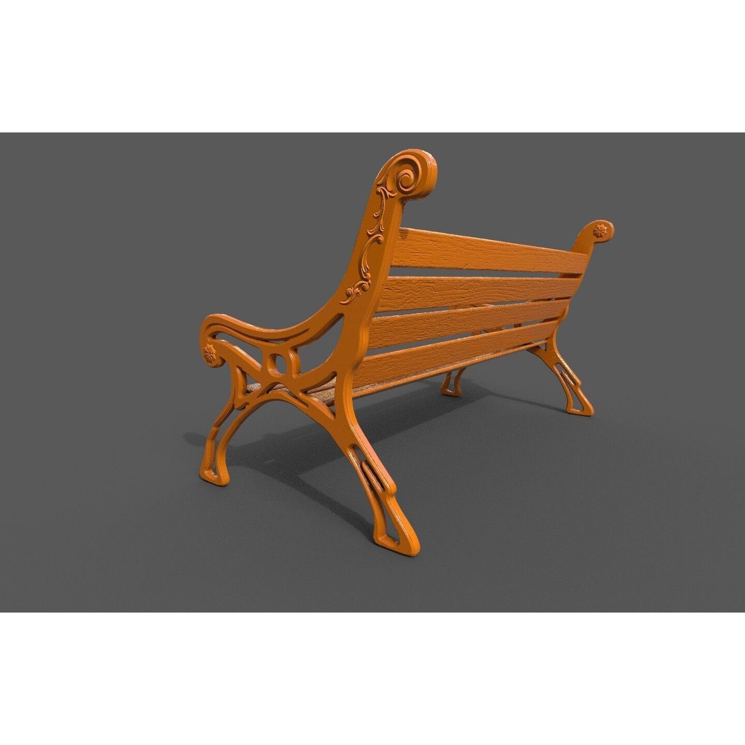 Street Bench 3D Model – Low-Poly Furniture Asset, FBX/OBJ - View 25