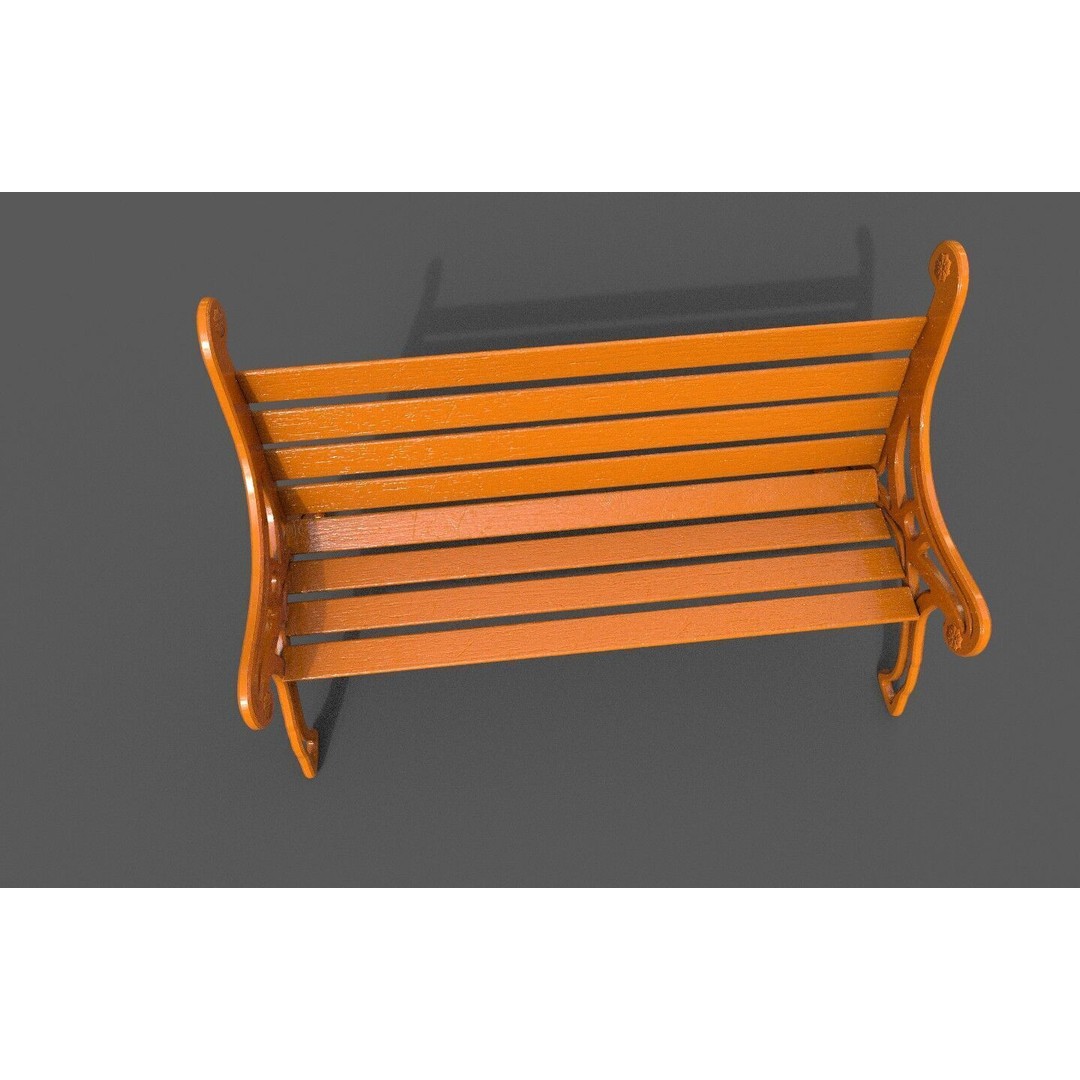 Street Bench 3D Model – Low-Poly Furniture Asset, FBX/OBJ - View 26