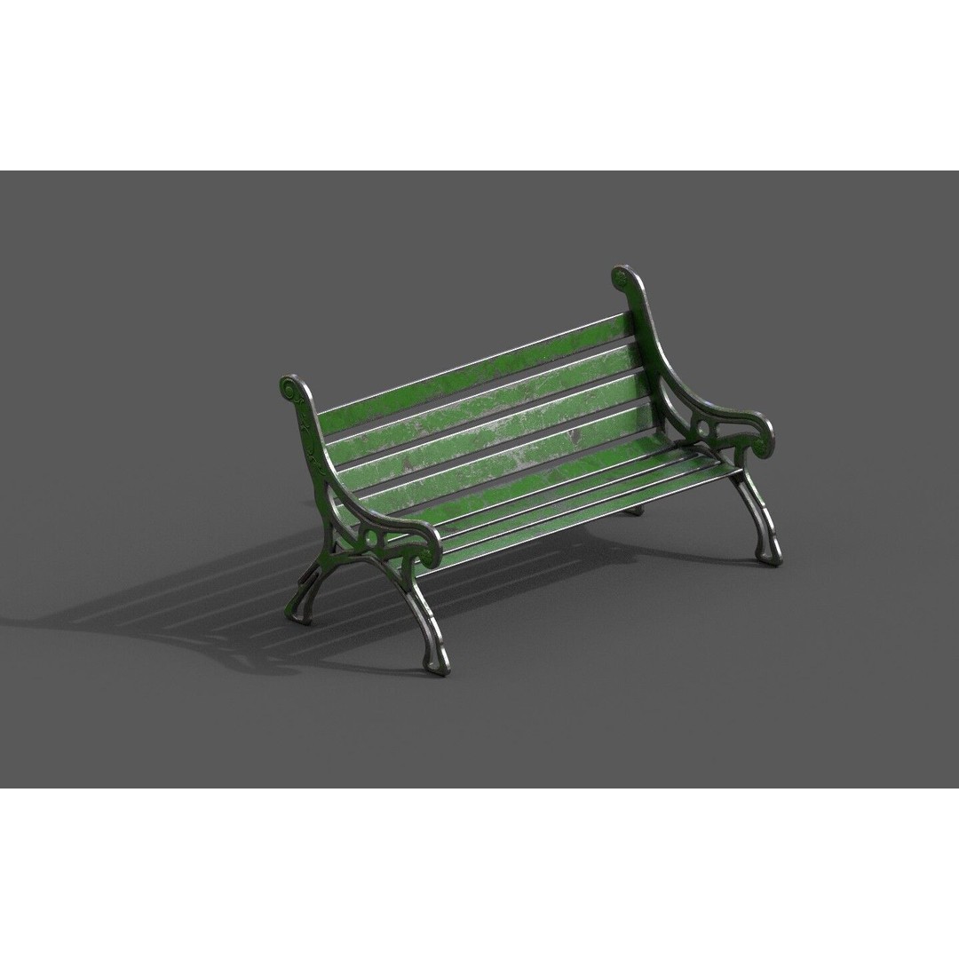 Street Bench 3D Model – Low-Poly Furniture Asset, FBX/OBJ - View 27