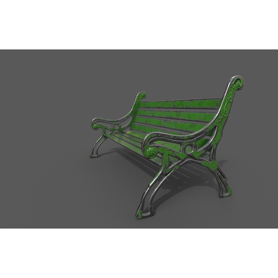 Street Bench 3D Model – Low-Poly Furniture Asset, FBX/OBJ - View 29