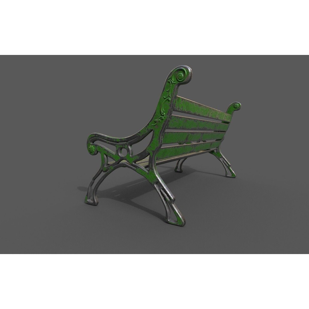 Street Bench 3D Model – Low-Poly Furniture Asset, FBX/OBJ - View 30