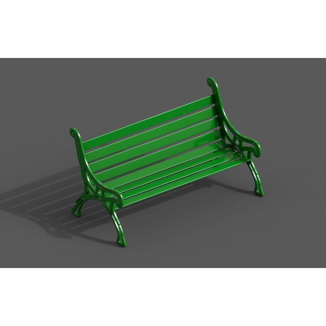 Street Bench 3D Model – Low-Poly Furniture Asset, FBX/OBJ - View 32