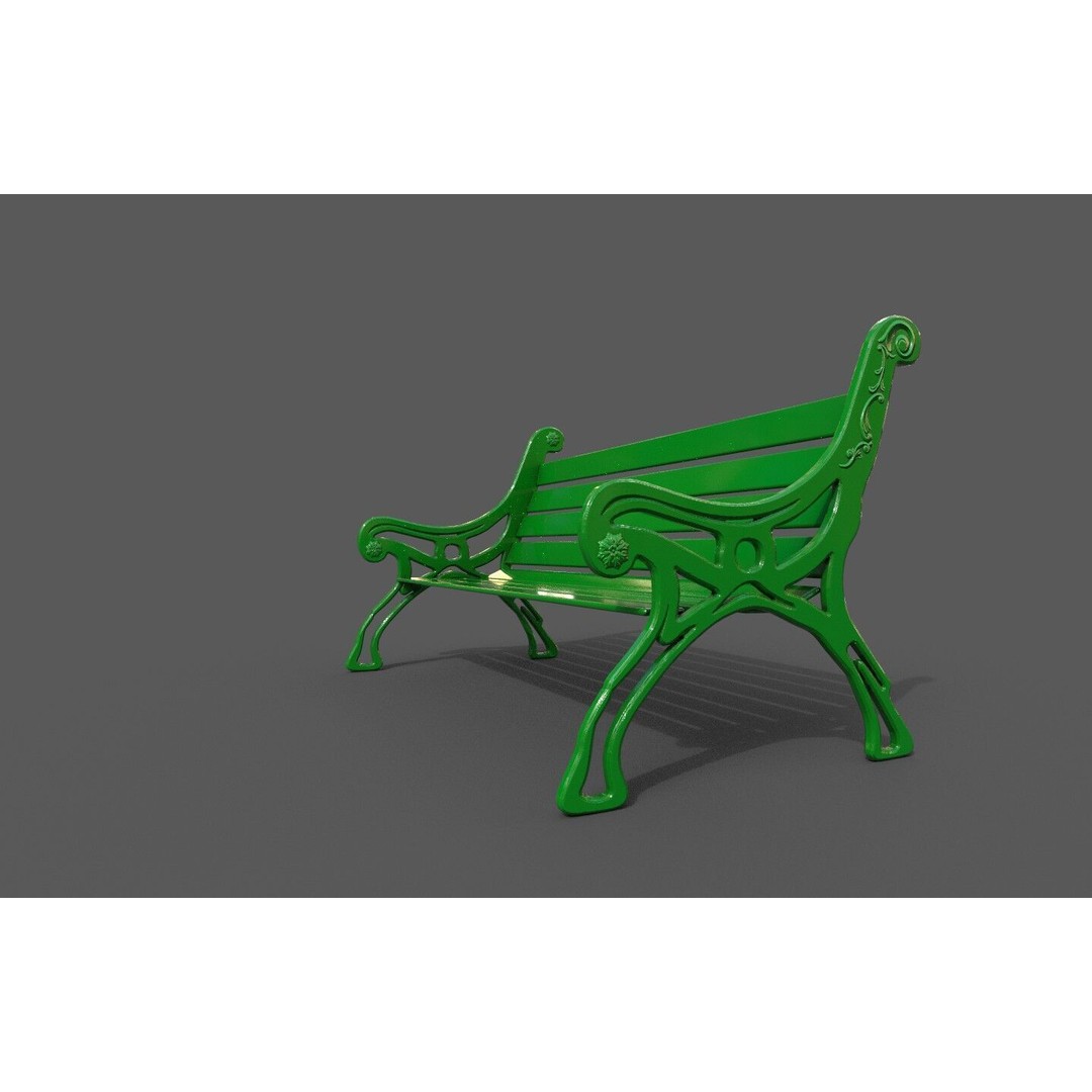Street Bench 3D Model – Low-Poly Furniture Asset, FBX/OBJ - View 34