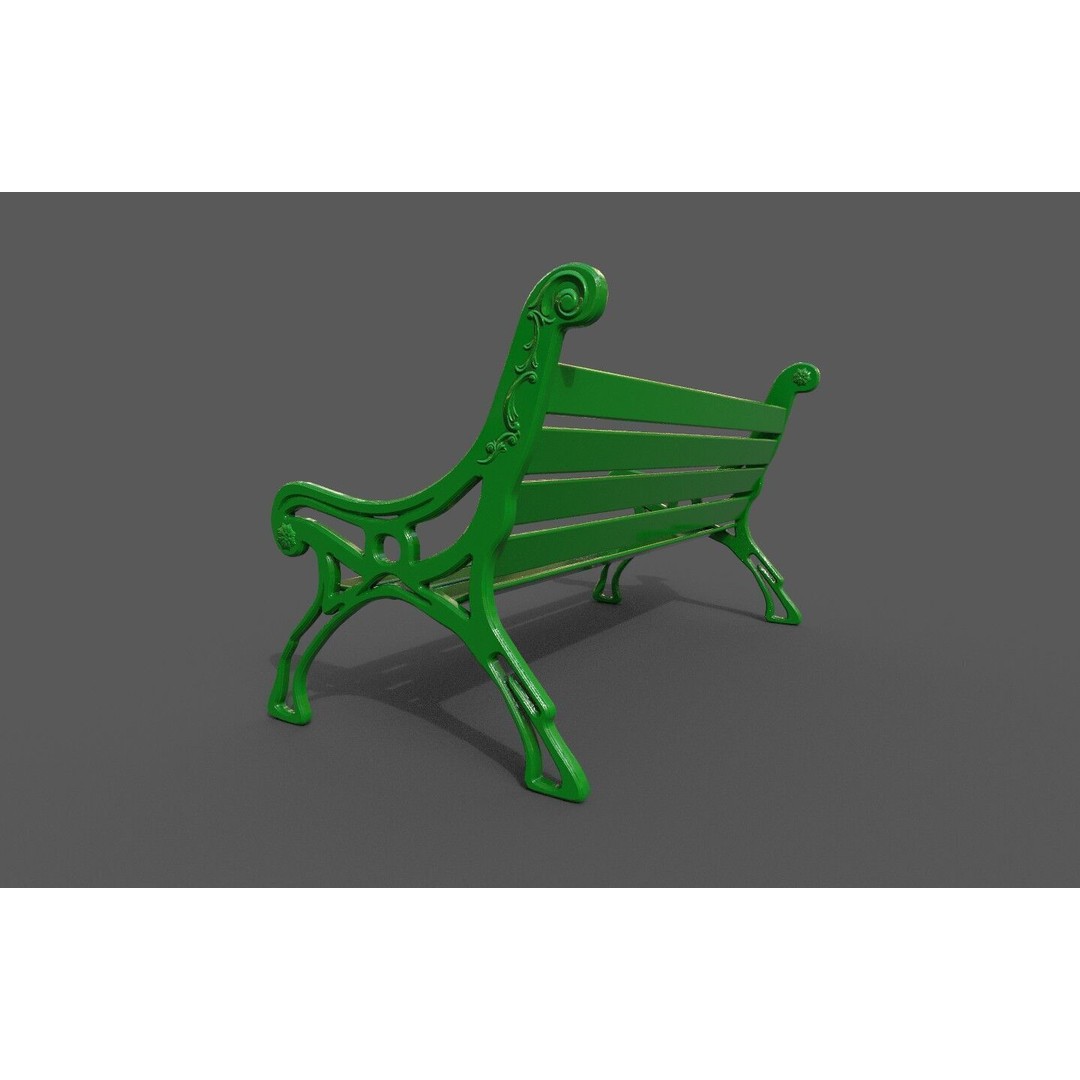 Street Bench 3D Model – Low-Poly Furniture Asset, FBX/OBJ - View 35