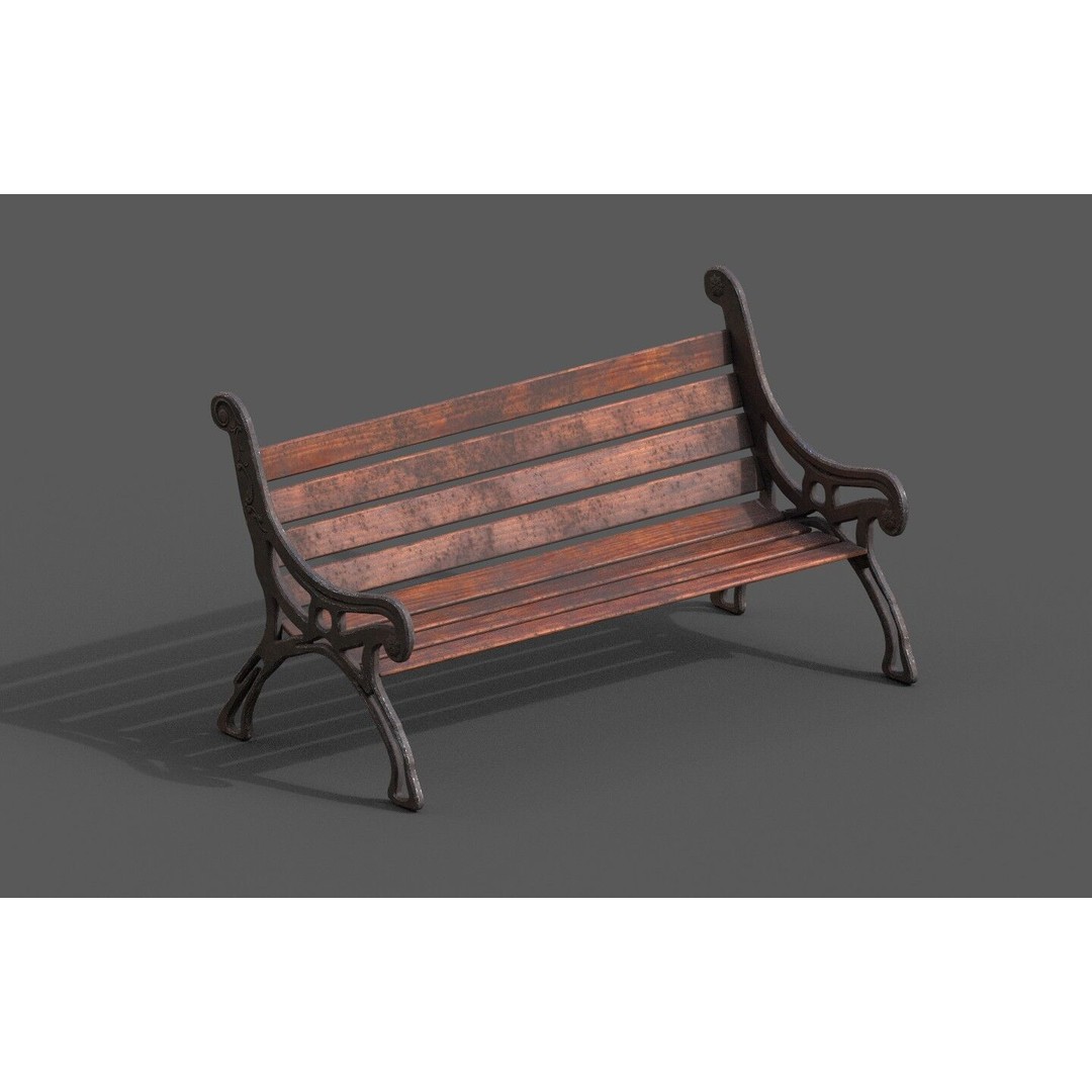 Street Bench 3D Model – Low-Poly Furniture Asset, FBX/OBJ - View 37