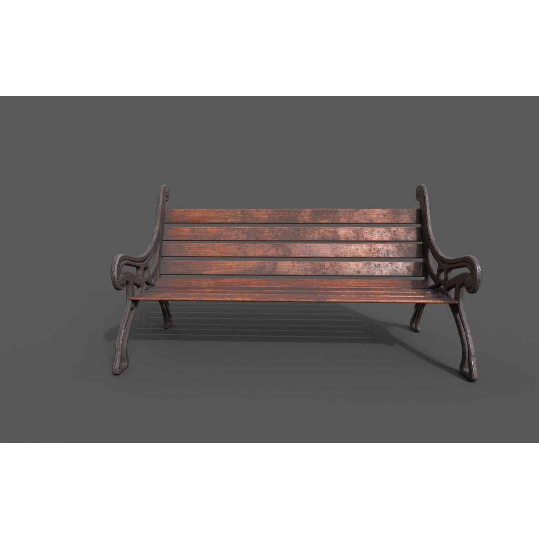 Street Bench 3D Model – Low-Poly Furniture Asset, FBX/OBJ - View 38