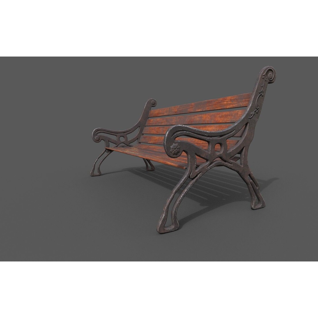 Street Bench 3D Model – Low-Poly Furniture Asset, FBX/OBJ - View 39
