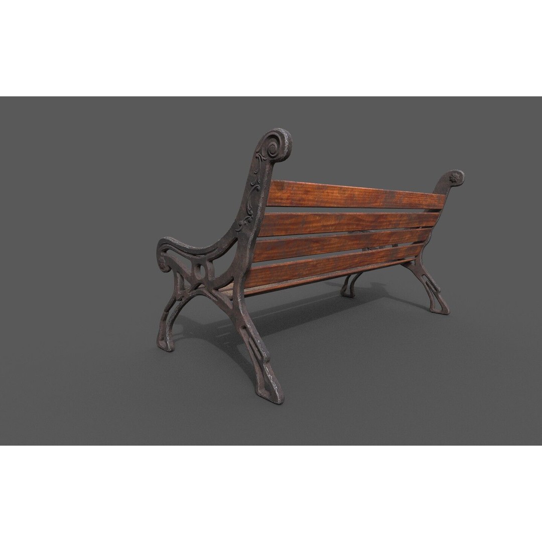 Street Bench 3D Model – Low-Poly Furniture Asset, FBX/OBJ - View 40