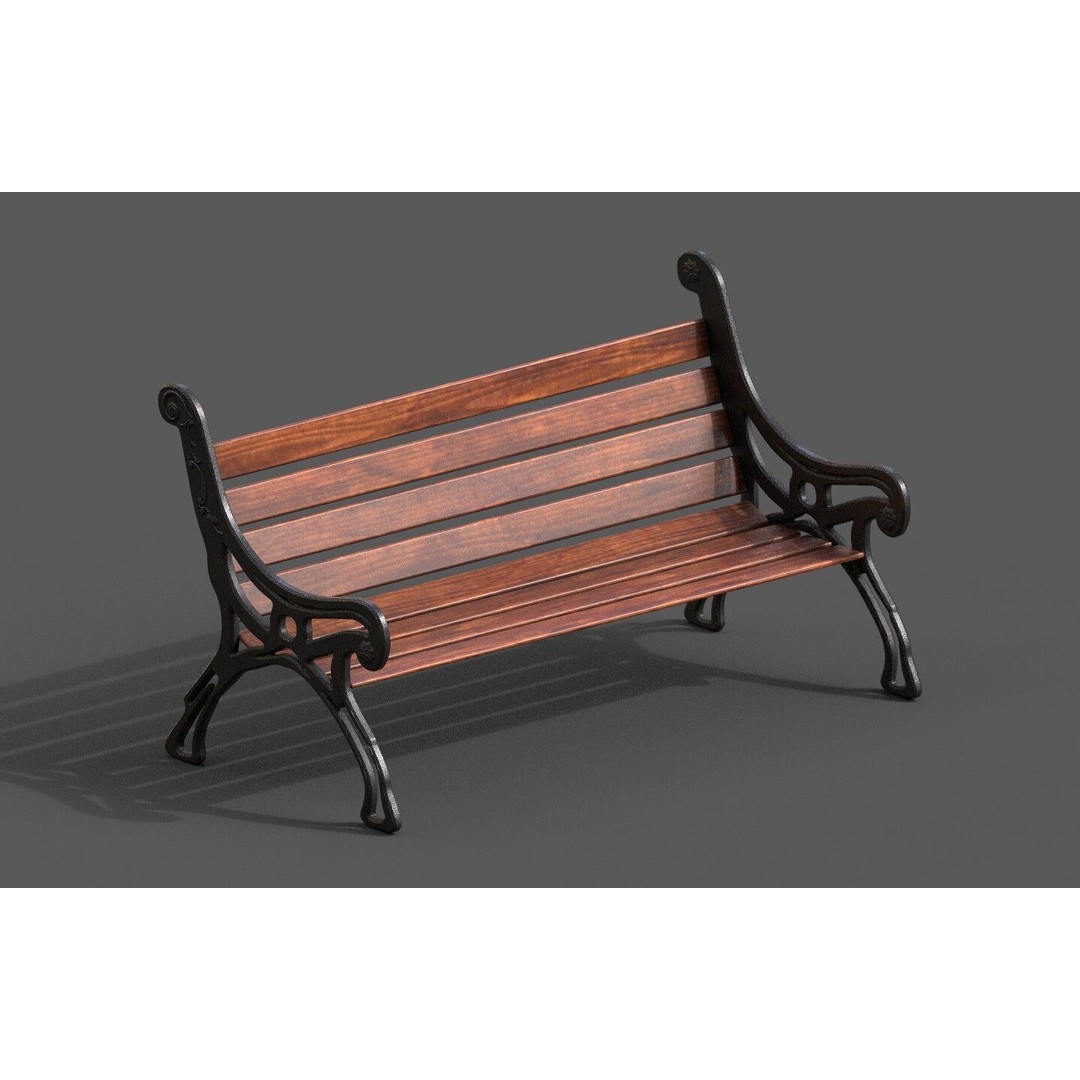 Street Bench 3D Model – Low-Poly Furniture Asset, FBX/OBJ - View 42