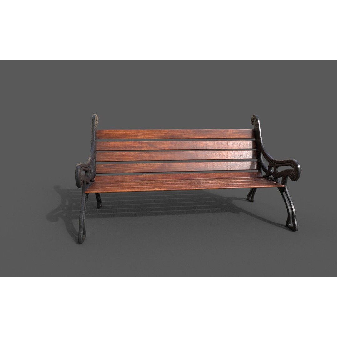Street Bench 3D Model – Low-Poly Furniture Asset, FBX/OBJ - View 43