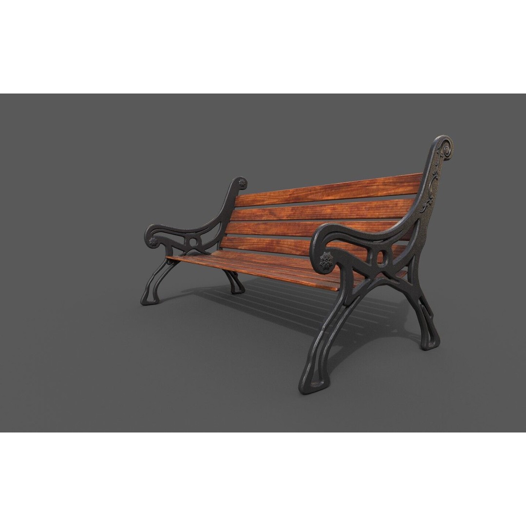 Street Bench 3D Model – Low-Poly Furniture Asset, FBX/OBJ - View 44