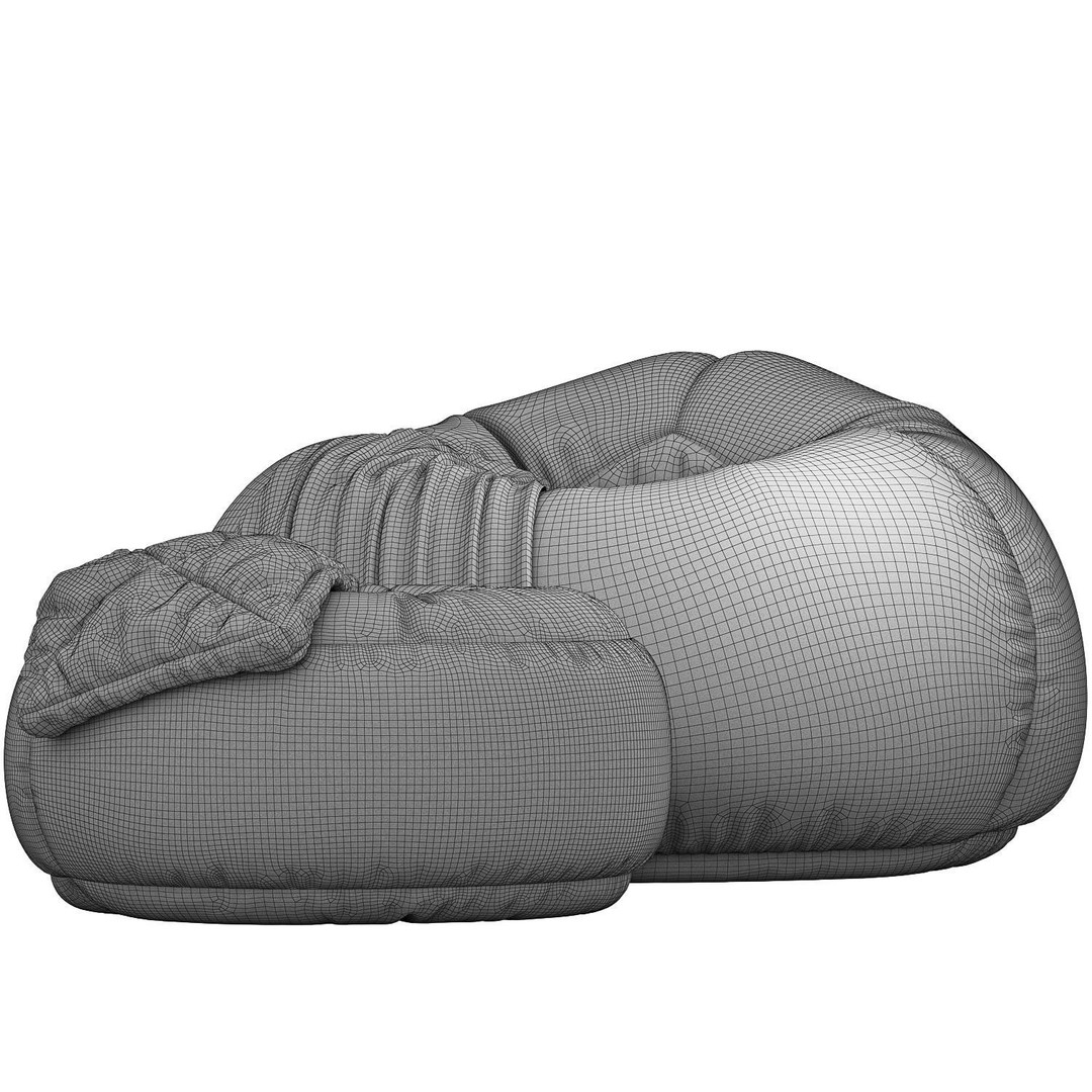 Bean Bag Chair 3D Model – Low Poly Leather Furniture Set, FBX, OBJ - View 13