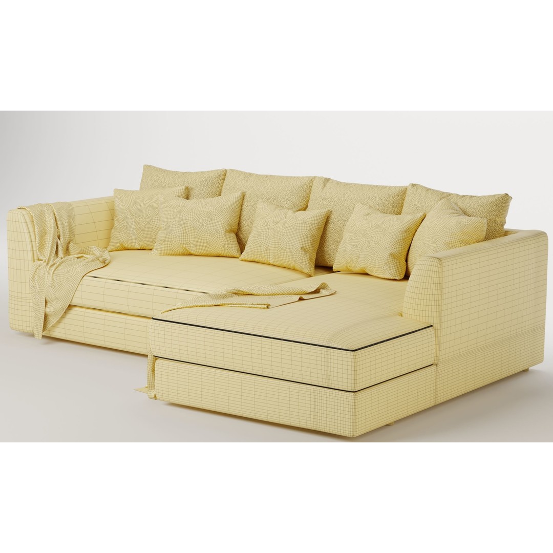 Hadleigh L Shaped Corner Chaise Sofa 3D Model – Modern Fabric Design, FBX, OBJ