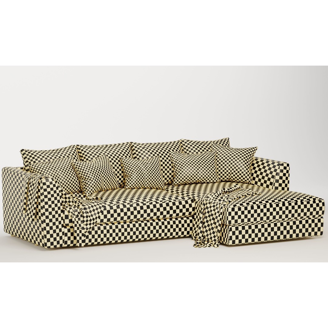 Hadleigh L Shaped Corner Chaise Sofa 3D Model – Modern Fabric Design, FBX, OBJ - View 7