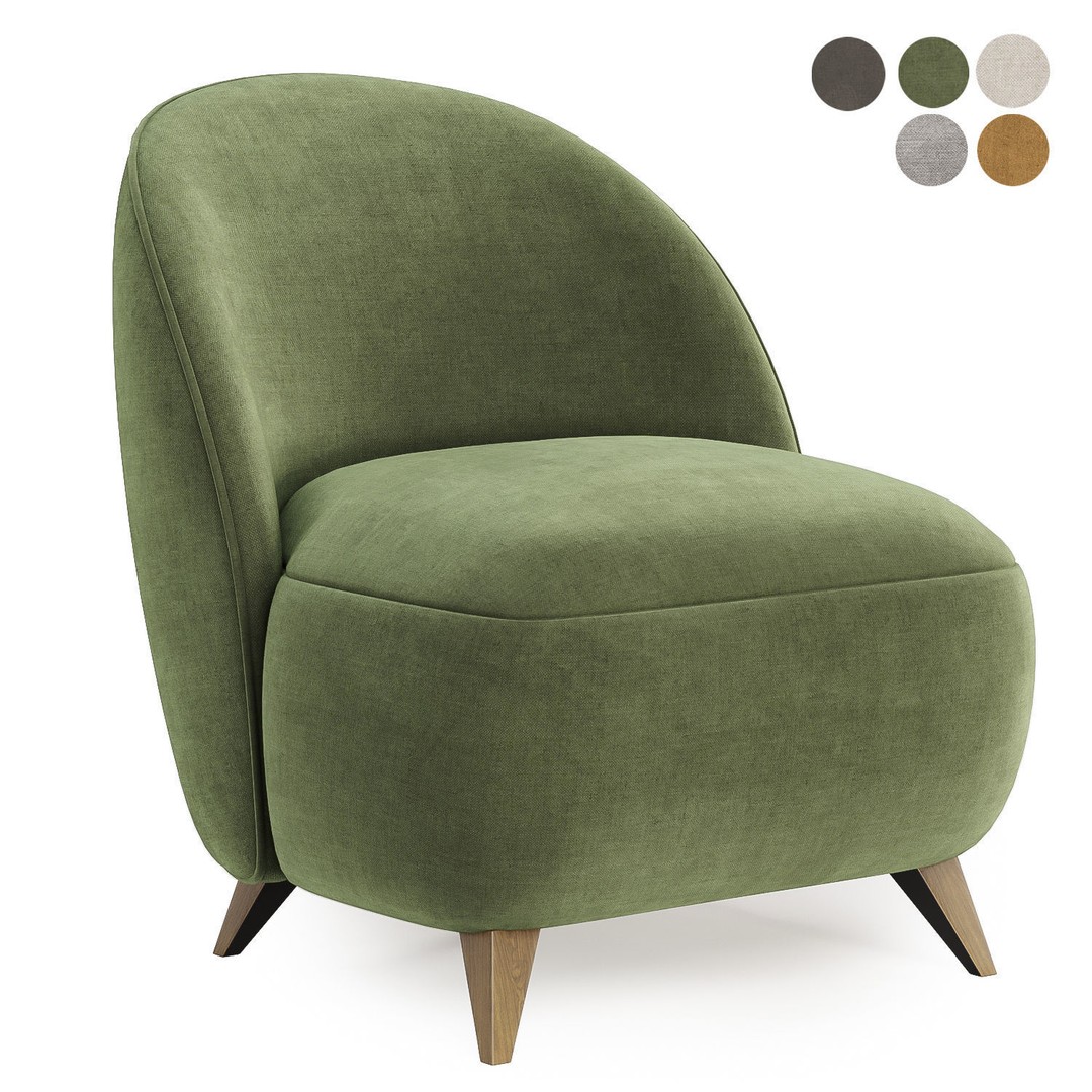 Henri Armchair 3D Model – Classic Fabric Chair, FBX & OBJ Formats - View 3