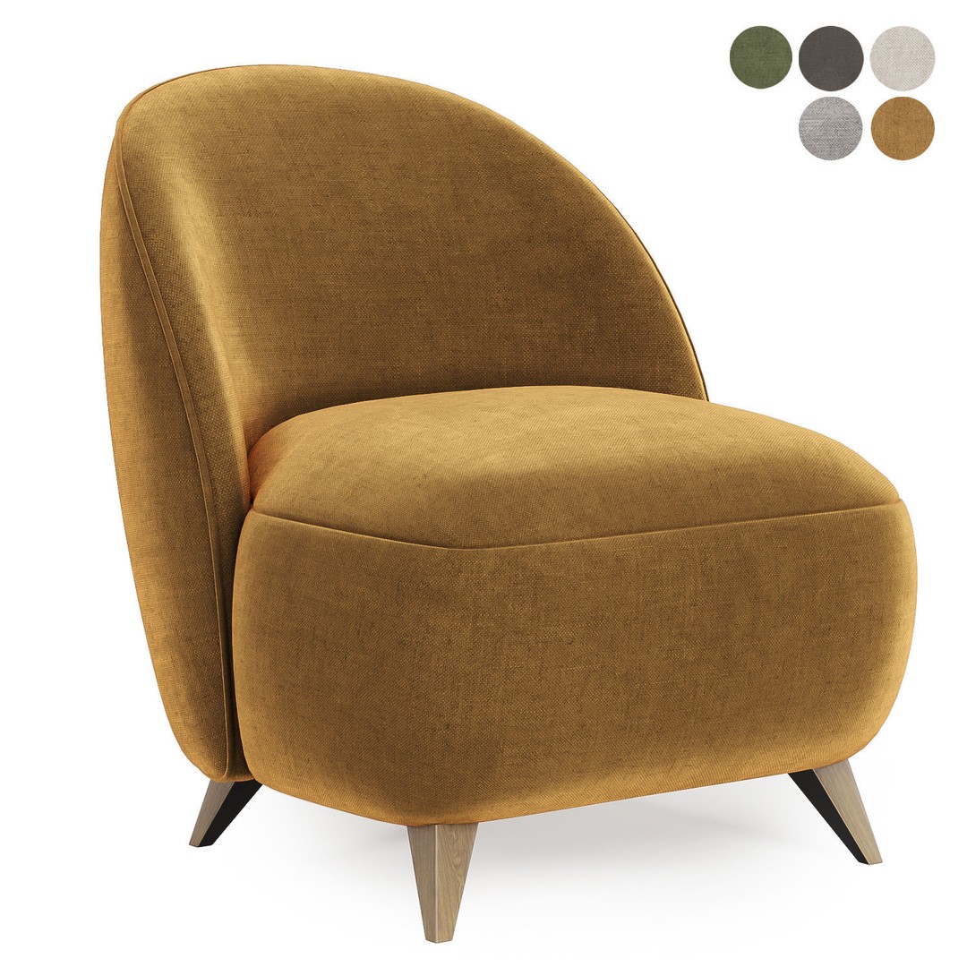 Henri Armchair 3D Model – Classic Fabric Chair, FBX & OBJ Formats - View 4