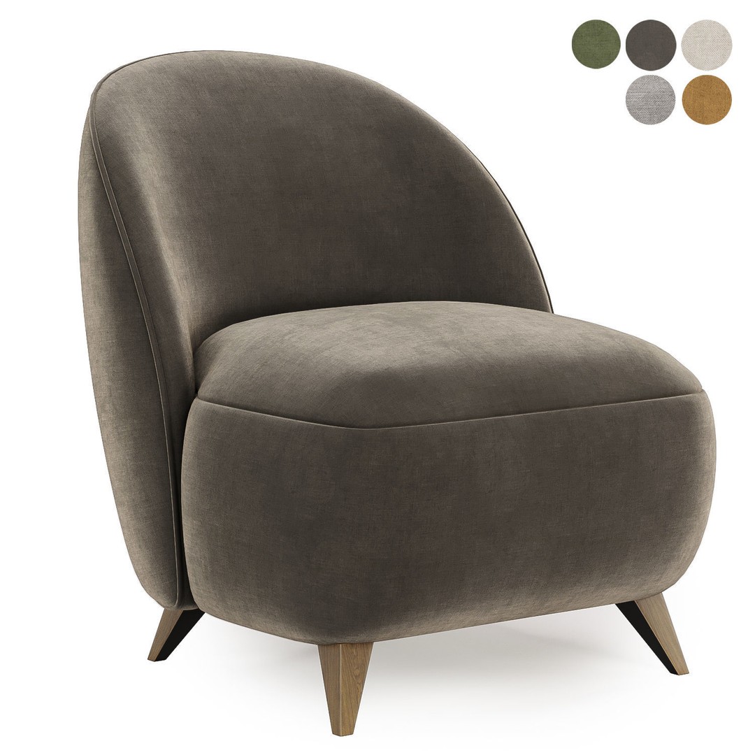 Henri Armchair 3D Model – Classic Fabric Chair, FBX & OBJ Formats - View 5