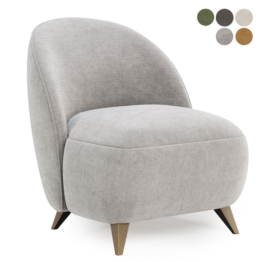 Henri Armchair 3D Model – Classic Fabric Chair, FBX & OBJ Formats - View 6