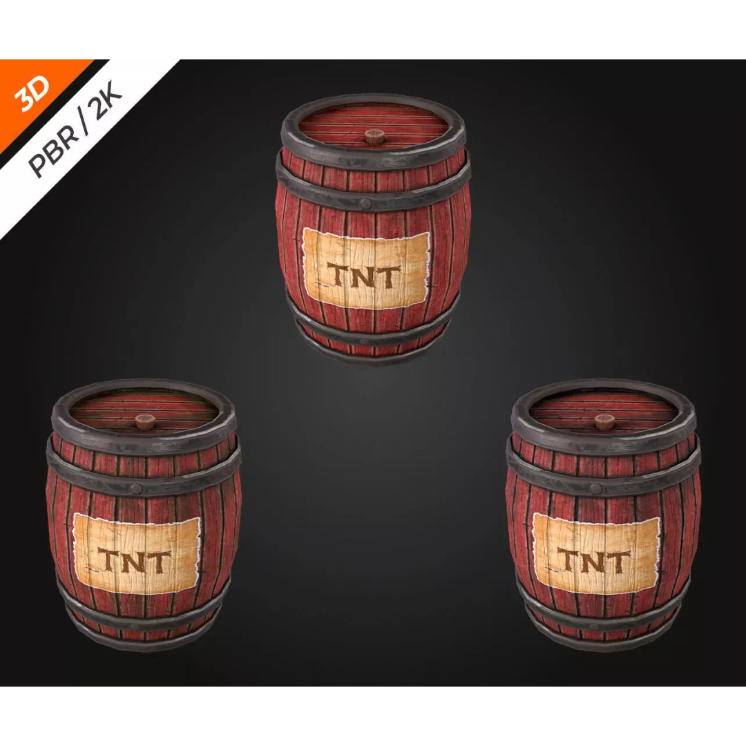 Low-Poly Barrel 3D Model – PBR Textures, FBX, Game Asset - View 6