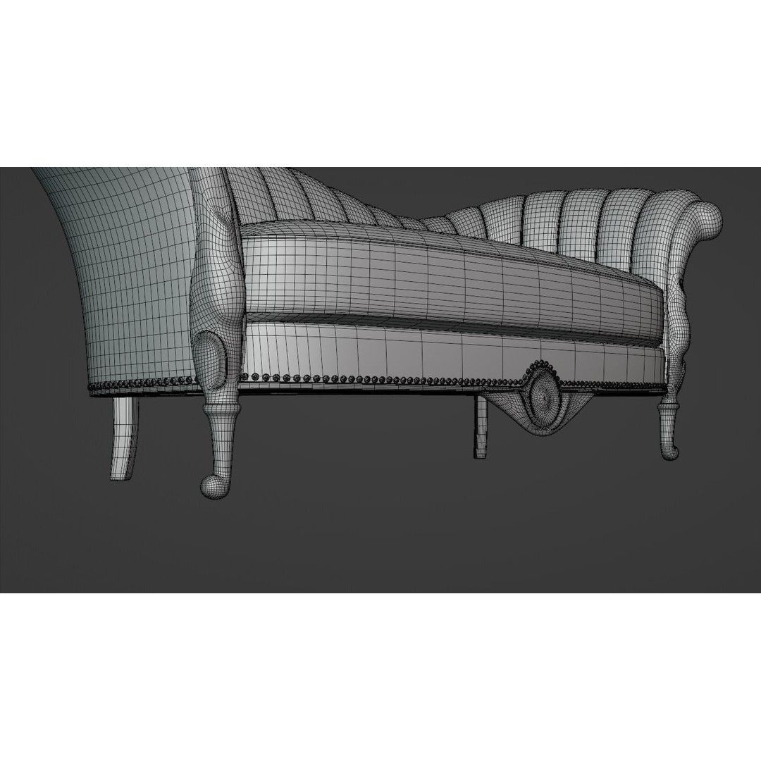Chaise Lounge 3D Model – Low Poly Sofa with PBR Textures, FBX