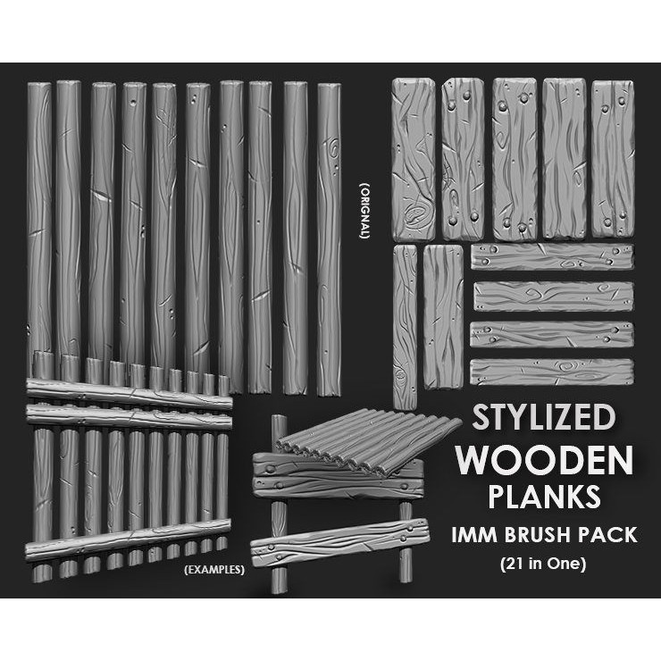 Stylized Wooden Plank 3D Model – IMM Brush Mega Pack, 73 Brushes - View 5