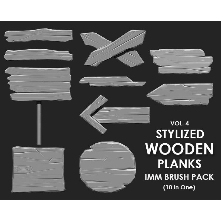 Stylized Wooden Plank 3D Model – IMM Brush Mega Pack, 73 Brushes - View 6