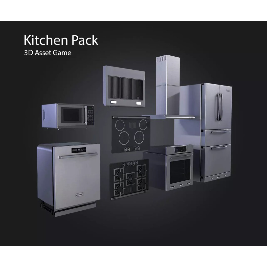 Kitchen Appliances 3D Model – Low Poly Game Asset, FBX, PBR Textures - View 2