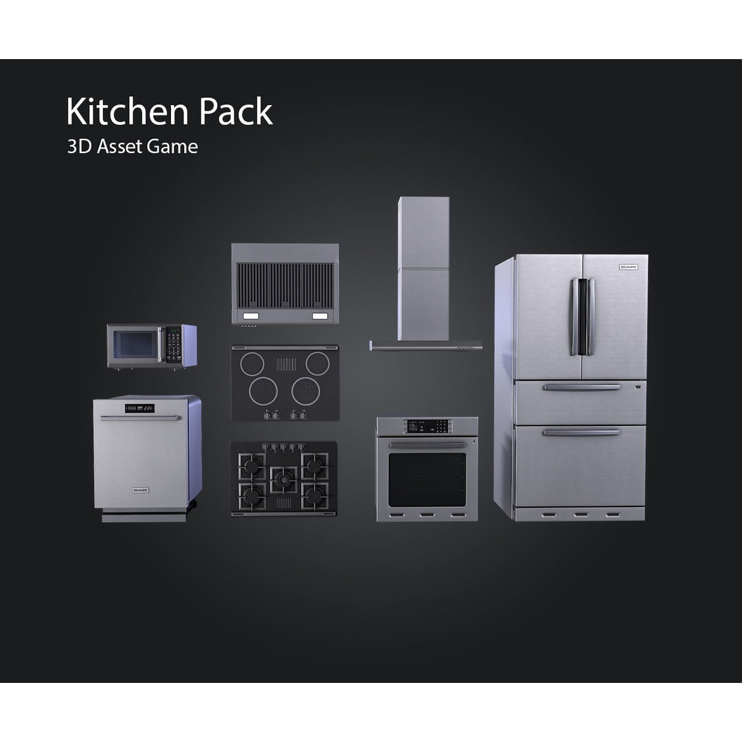 Kitchen Appliances 3D Model – Low Poly Game Asset, FBX, PBR Textures - View 3