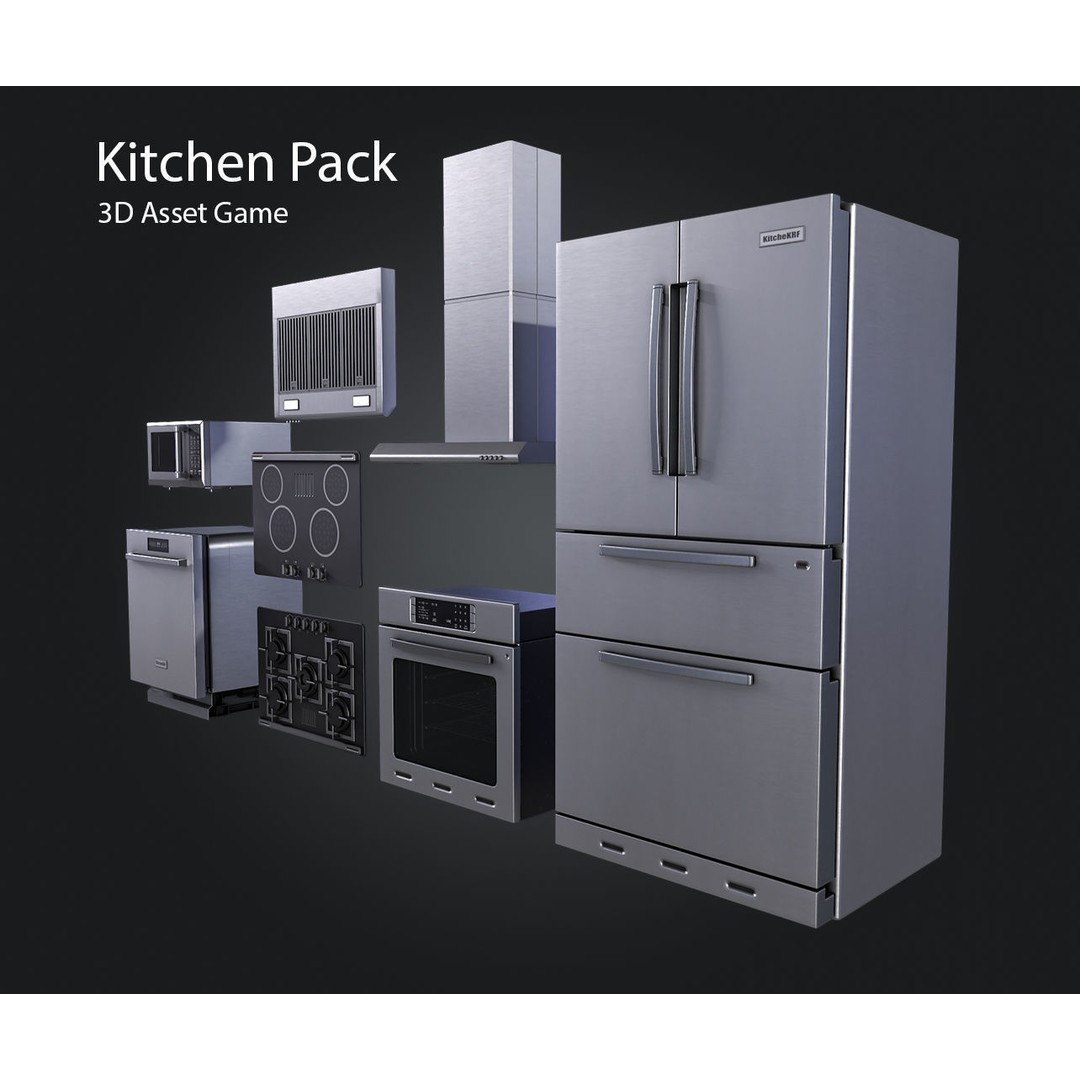 Kitchen Appliances 3D Model – Low Poly Game Asset, FBX, PBR Textures - View 4