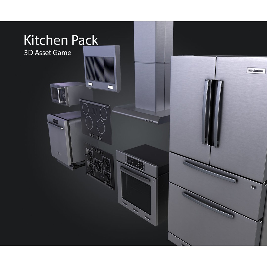 Kitchen Appliances 3D Model – Low Poly Game Asset, FBX, PBR Textures - View 9