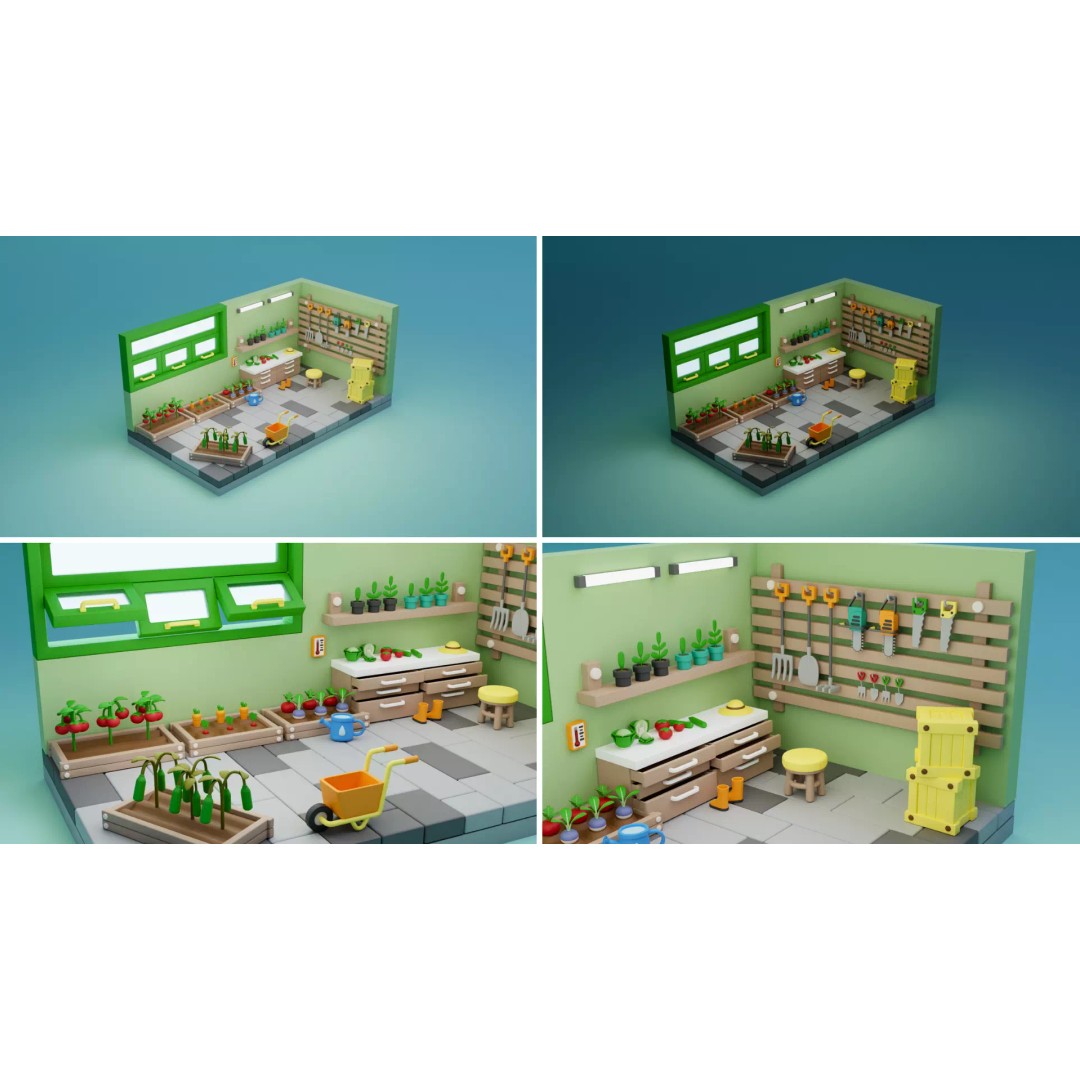 Cozy Interior Pack 3D Model – Low Poly Cartoon Furniture & Rooms for Unity - View 12