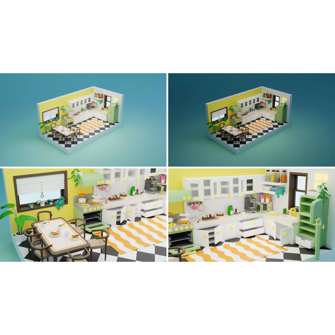 Cozy Interior Pack 3D Model – Low Poly Cartoon Furniture & Rooms for Unity - View 5
