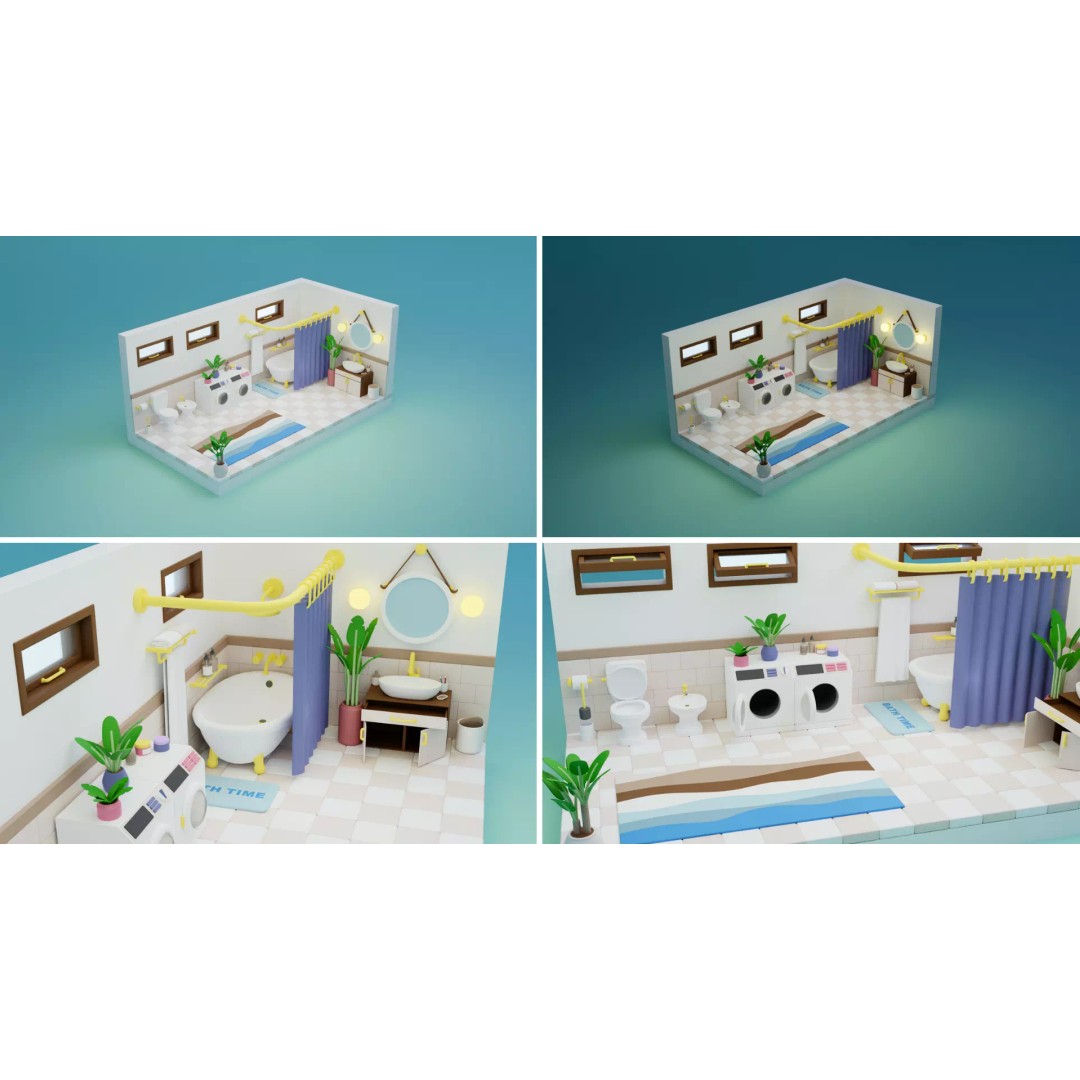 Cozy Interior Pack 3D Model – Low Poly Cartoon Furniture & Rooms for Unity - View 6