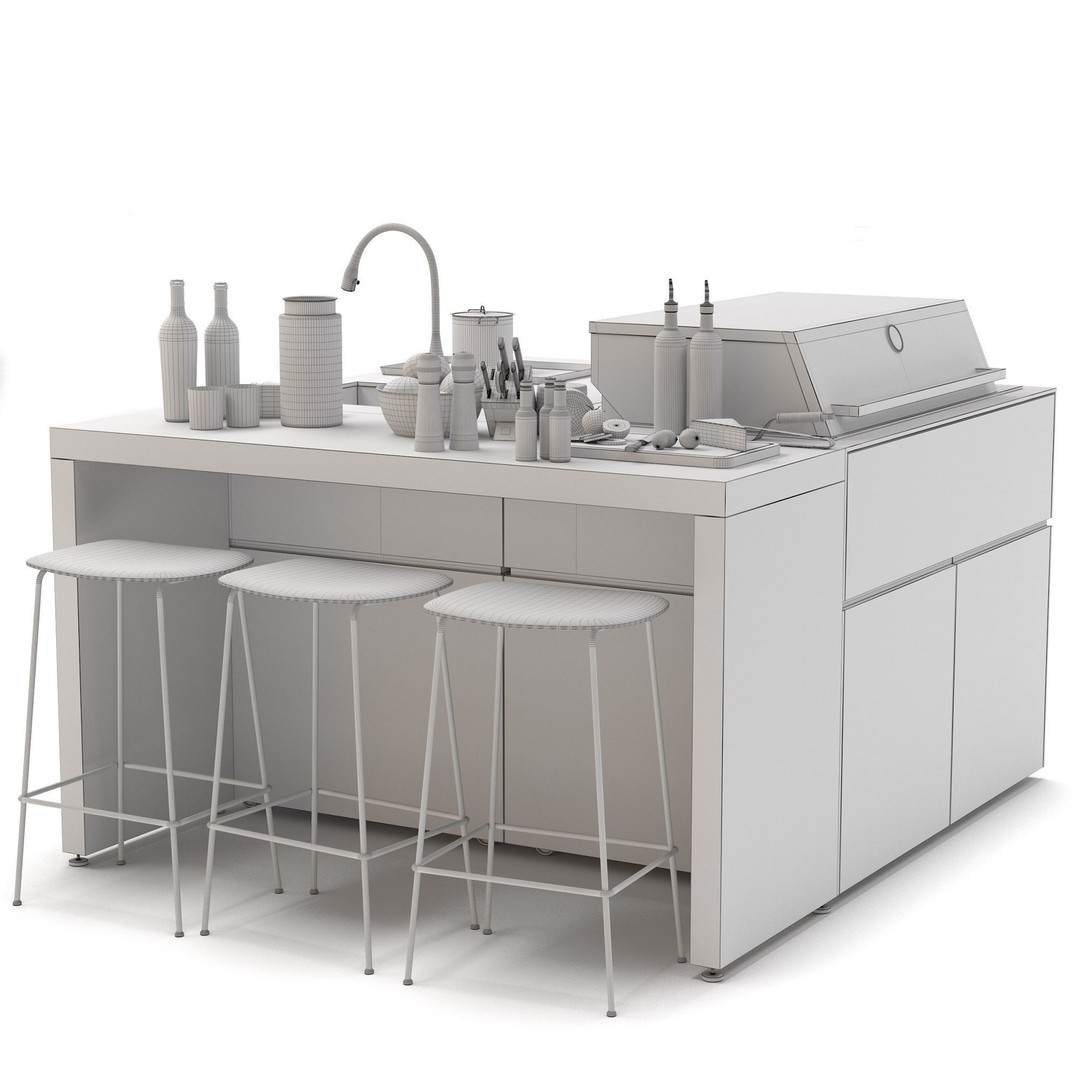 bbqube 3D Model – Modular Outdoor Kitchen with PBR Textures, FBX