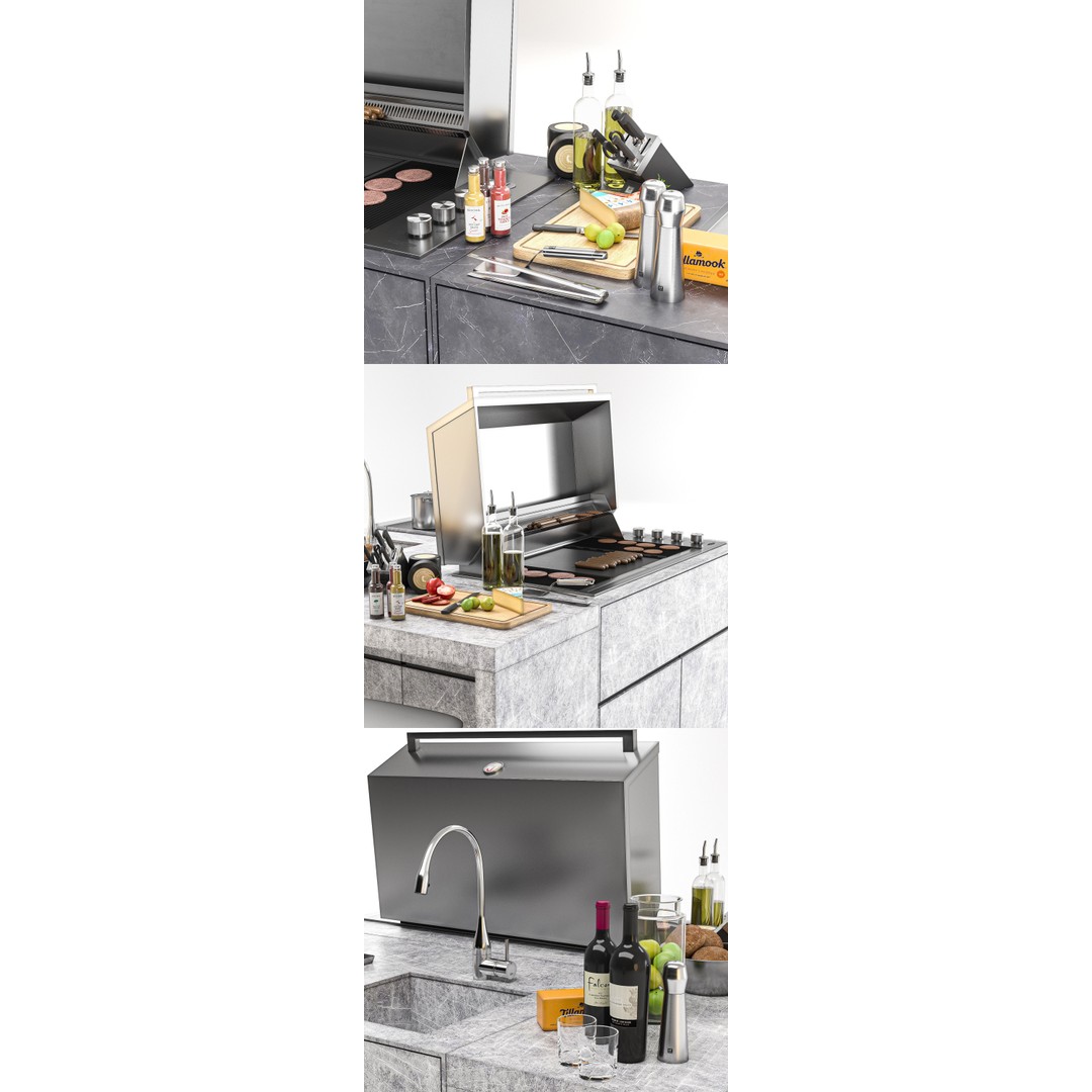 bbqube 3D Model – Modular Outdoor Kitchen with PBR Textures, FBX - View 3