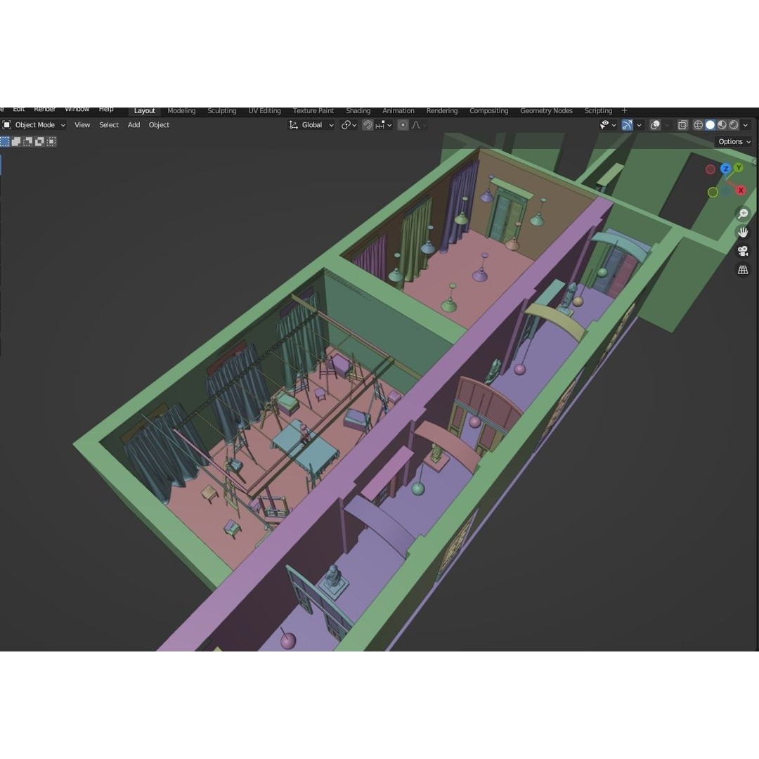 Academy of Fine Arts 3D Model – Mid Poly Architectural Interior, Blender - View 14