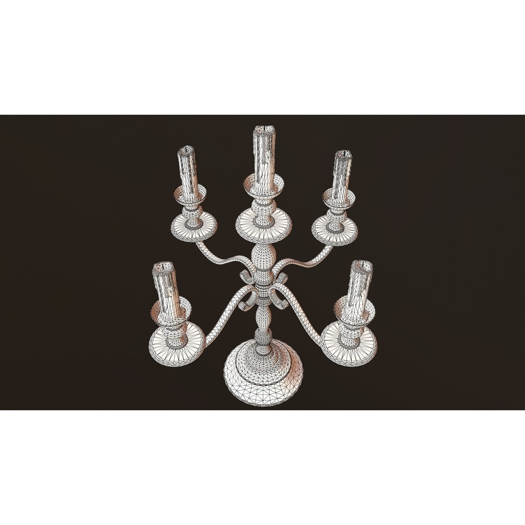 Candlesticks and Chandeliers 3D Model – PBR Game Ready Low-Poly Set - View 18