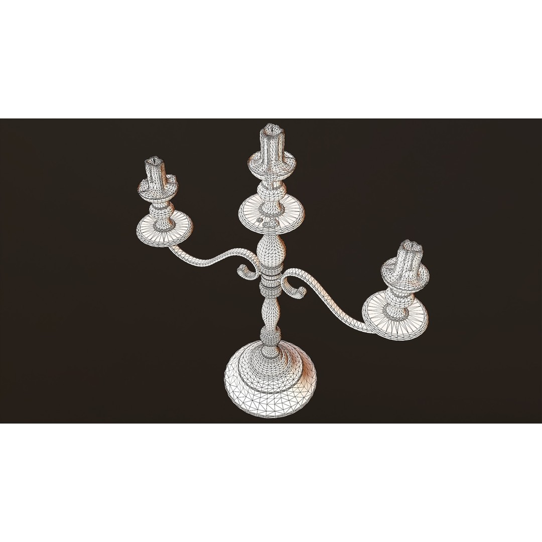 Candlesticks and Chandeliers 3D Model – PBR Game Ready Low-Poly Set - View 19