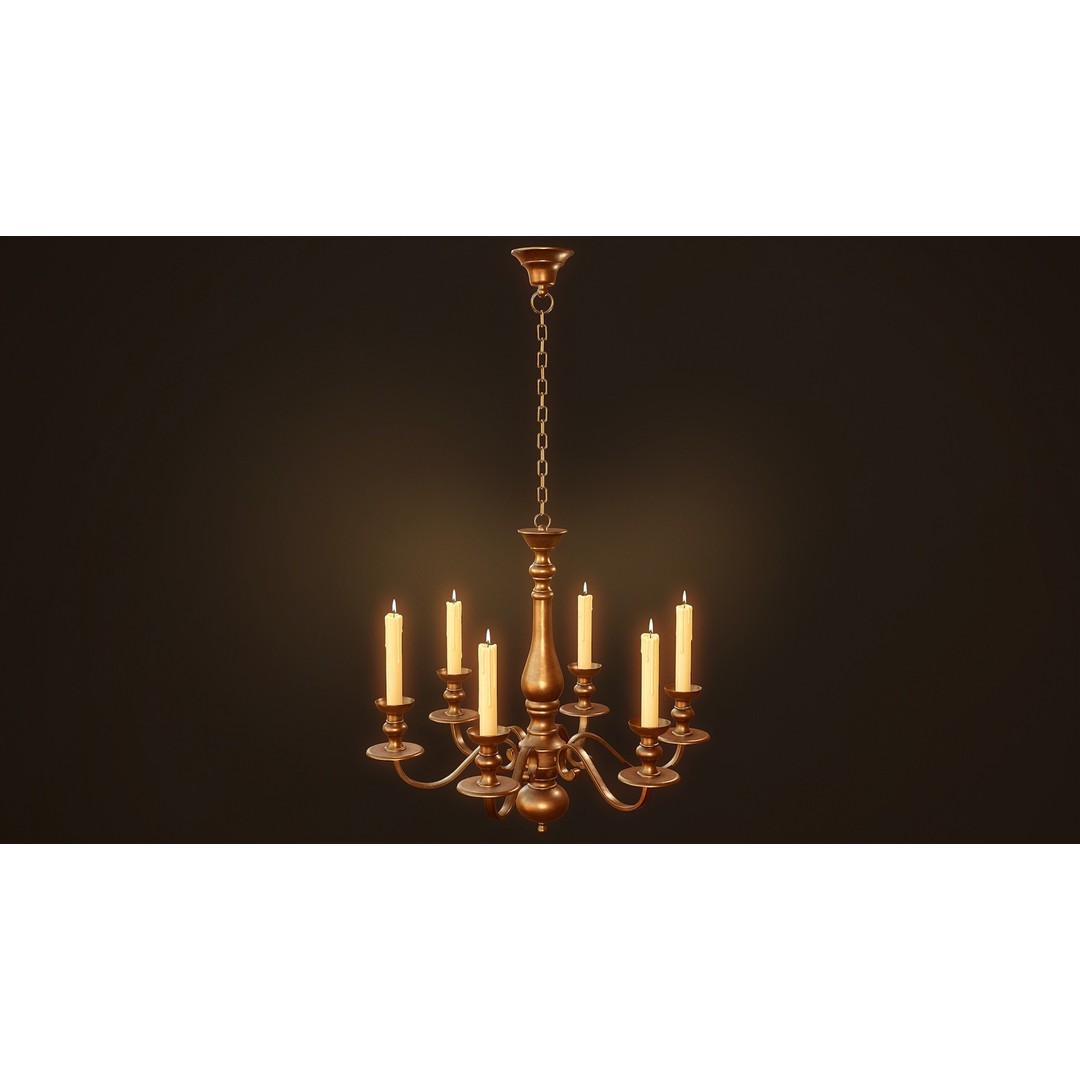 Candlesticks and Chandeliers 3D Model – PBR Game Ready Low-Poly Set - View 4