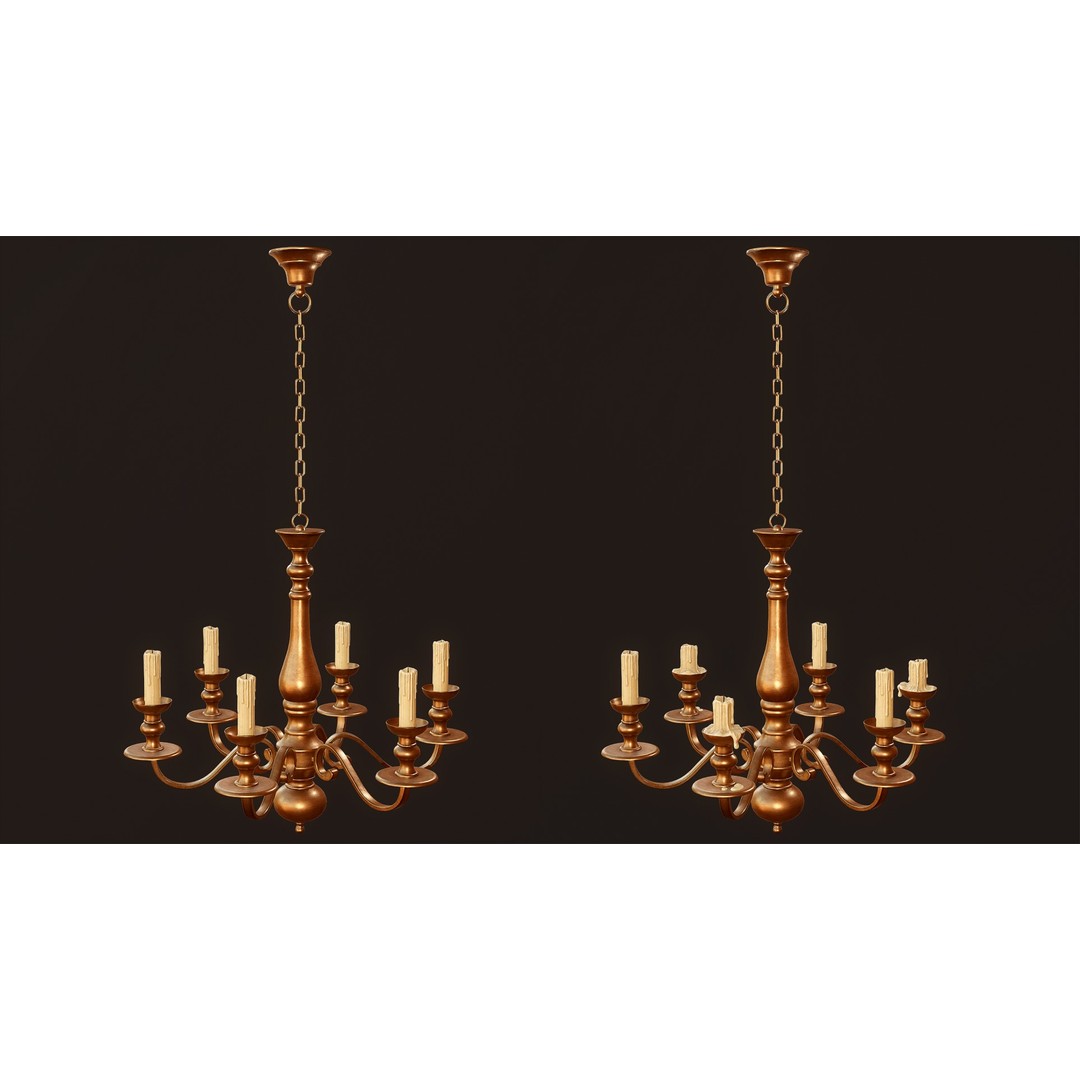 Candlesticks and Chandeliers 3D Model – PBR Game Ready Low-Poly Set - View 6