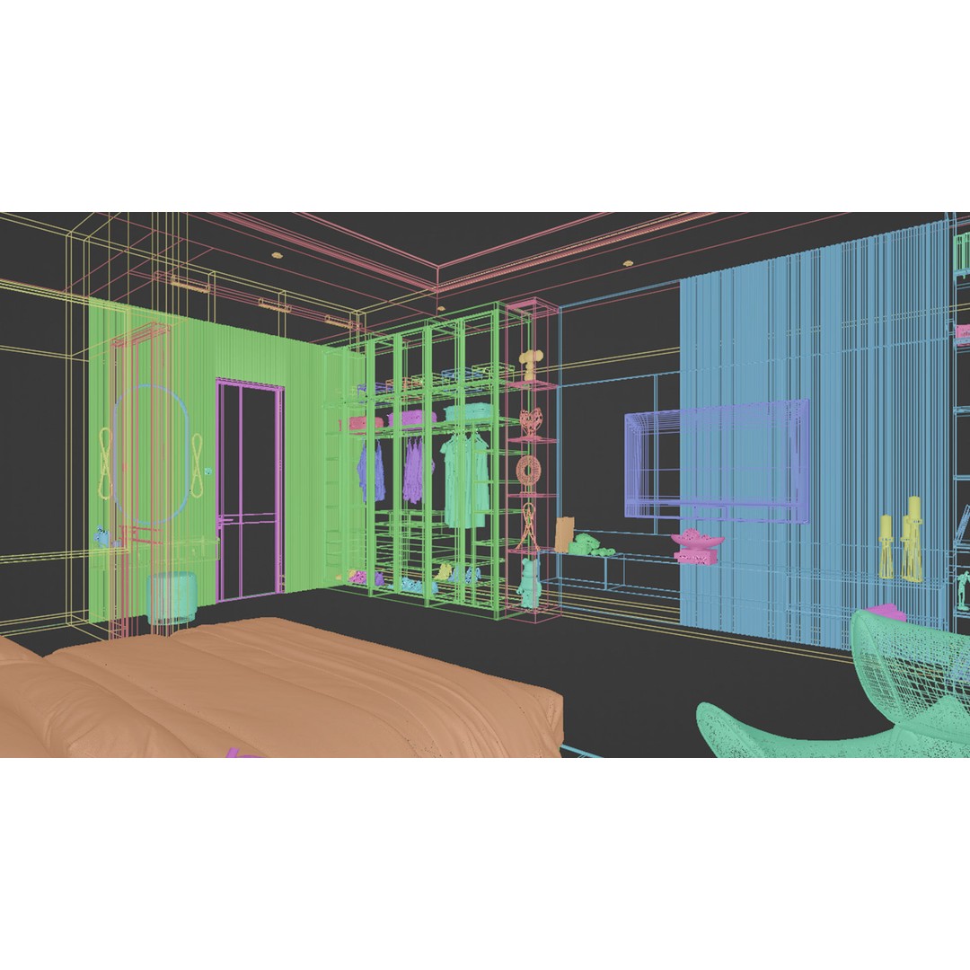 Contemporary Bedroom 3D Model – PBR Interior Scene, FBX, OBJ - View 12