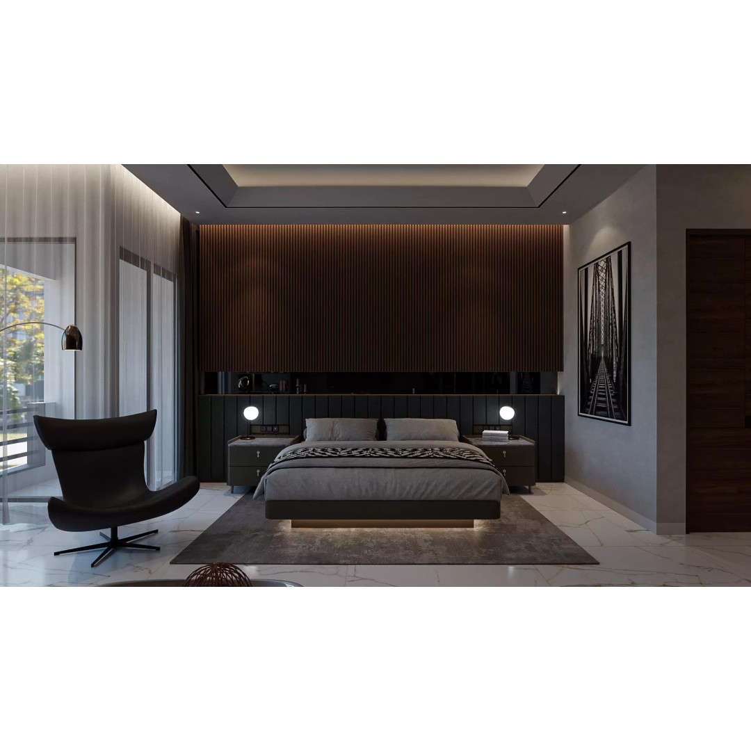 Contemporary Bedroom 3D Model – PBR Interior Scene, FBX, OBJ - View 2