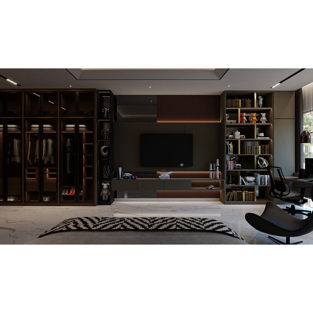 Contemporary Bedroom 3D Model – PBR Interior Scene, FBX, OBJ - View 5