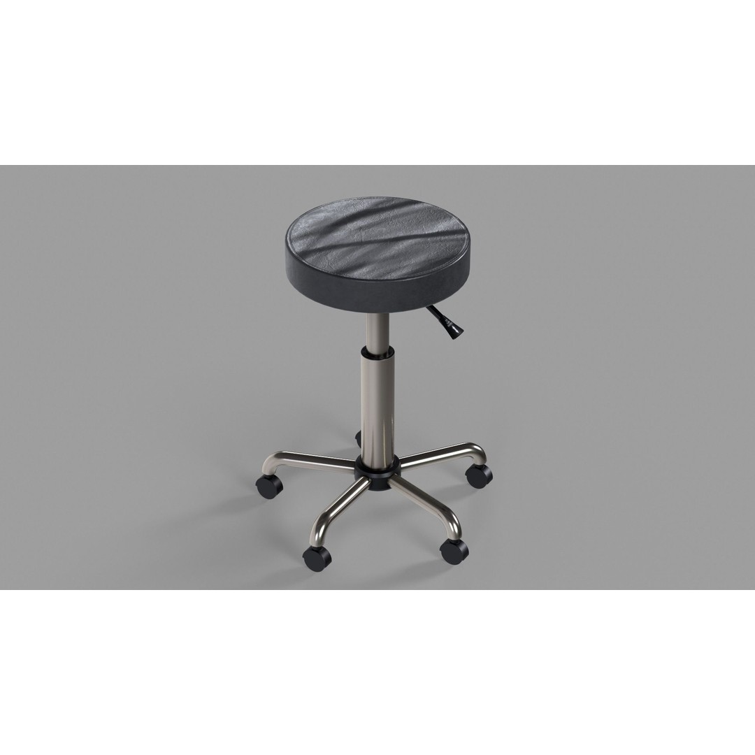 Medical Lab Stool 3D Model – Low Poly PBR Asset for Science - View 3