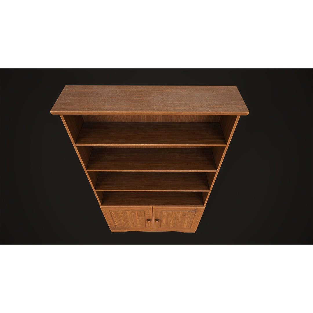 Furniture Set 3D Model – Low Poly Wardrobe, Cabinet, Commode, Bookcase