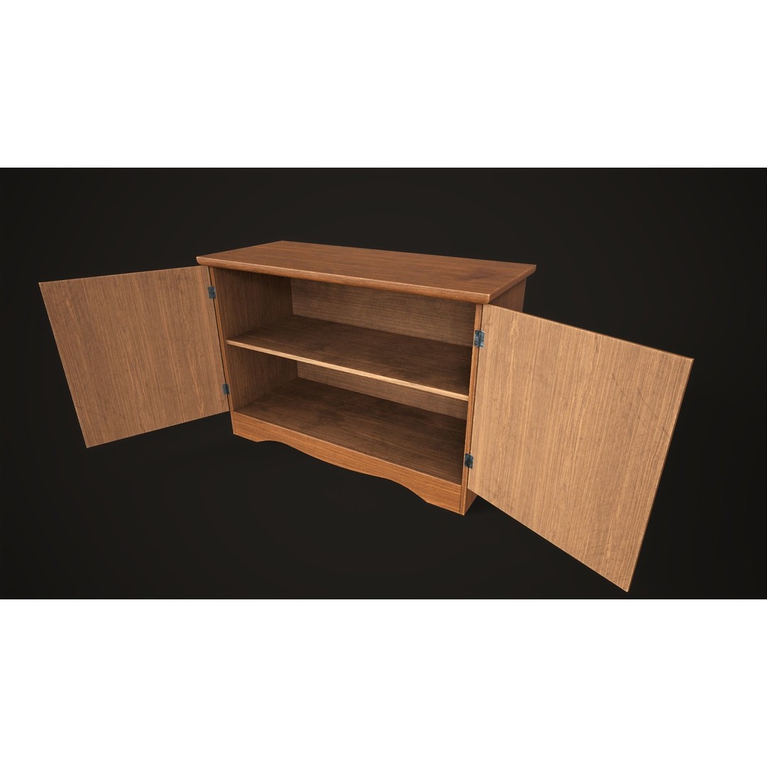 Furniture Set 3D Model – Low Poly Wardrobe, Cabinet, Commode, Bookcase - View 10