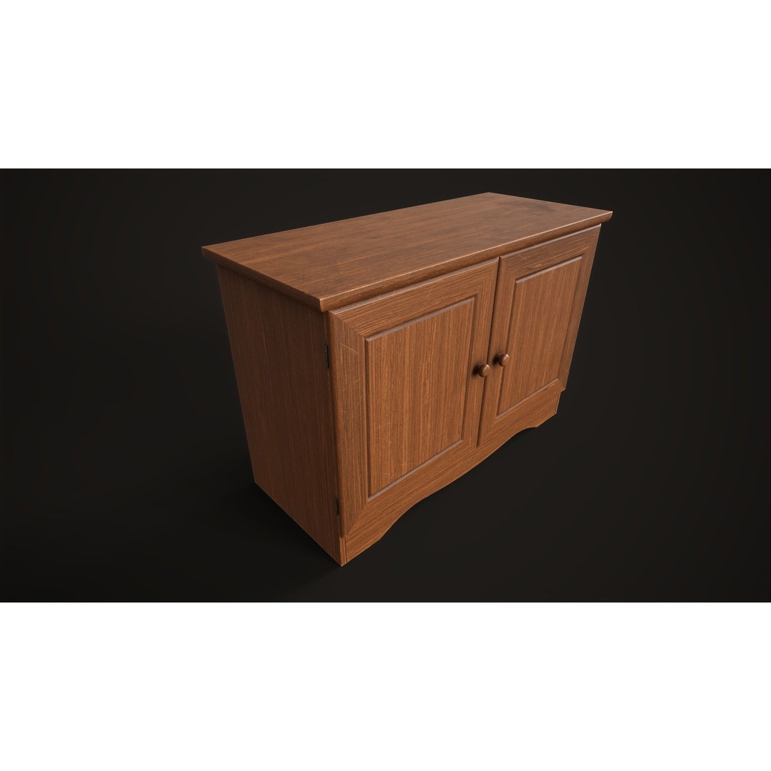 Furniture Set 3D Model – Low Poly Wardrobe, Cabinet, Commode, Bookcase - View 12