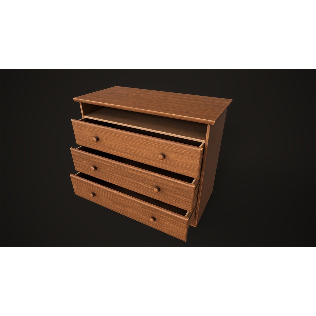 Furniture Set 3D Model – Low Poly Wardrobe, Cabinet, Commode, Bookcase - View 13